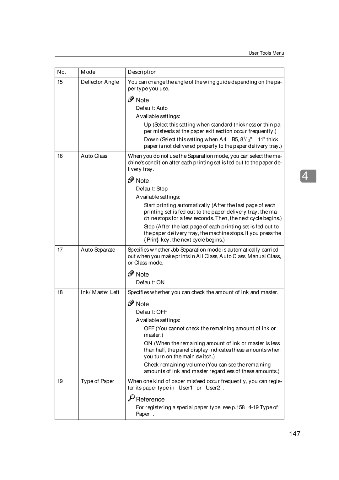 Savin 3360DNP operating instructions 147 