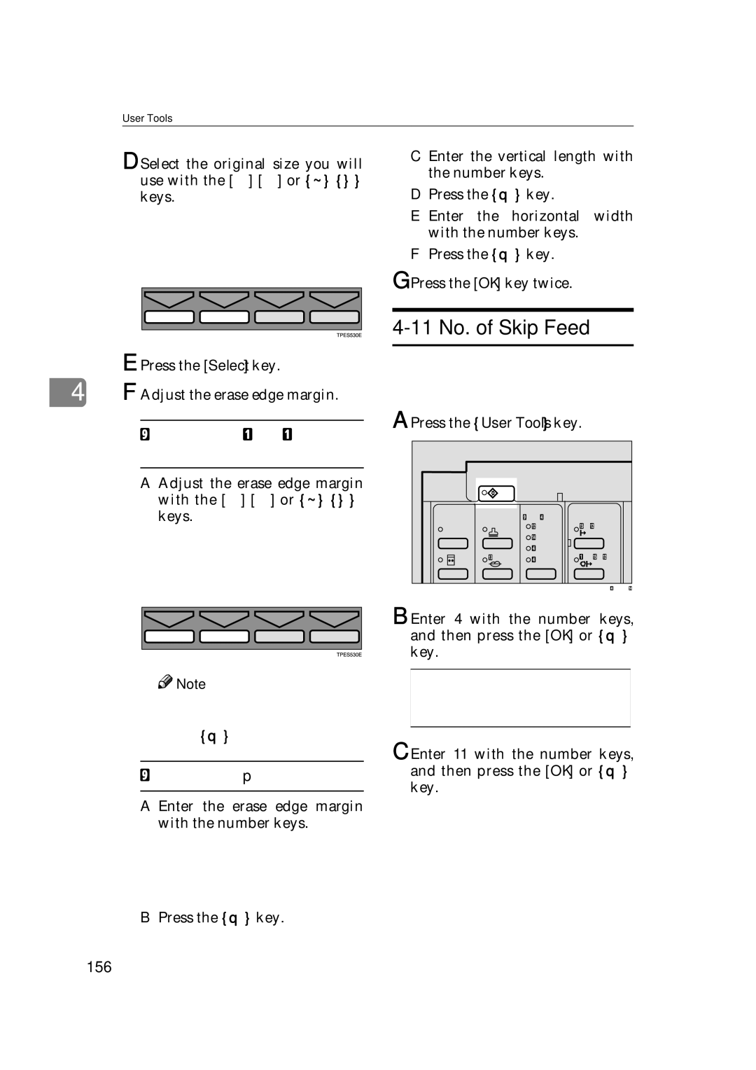 Savin 3360DNP 11 No. of Skip Feed, If you selected A3 to A6 or 11 ⋅ 17 to 51/2 ⋅ 81/2, If you selected p, 156 