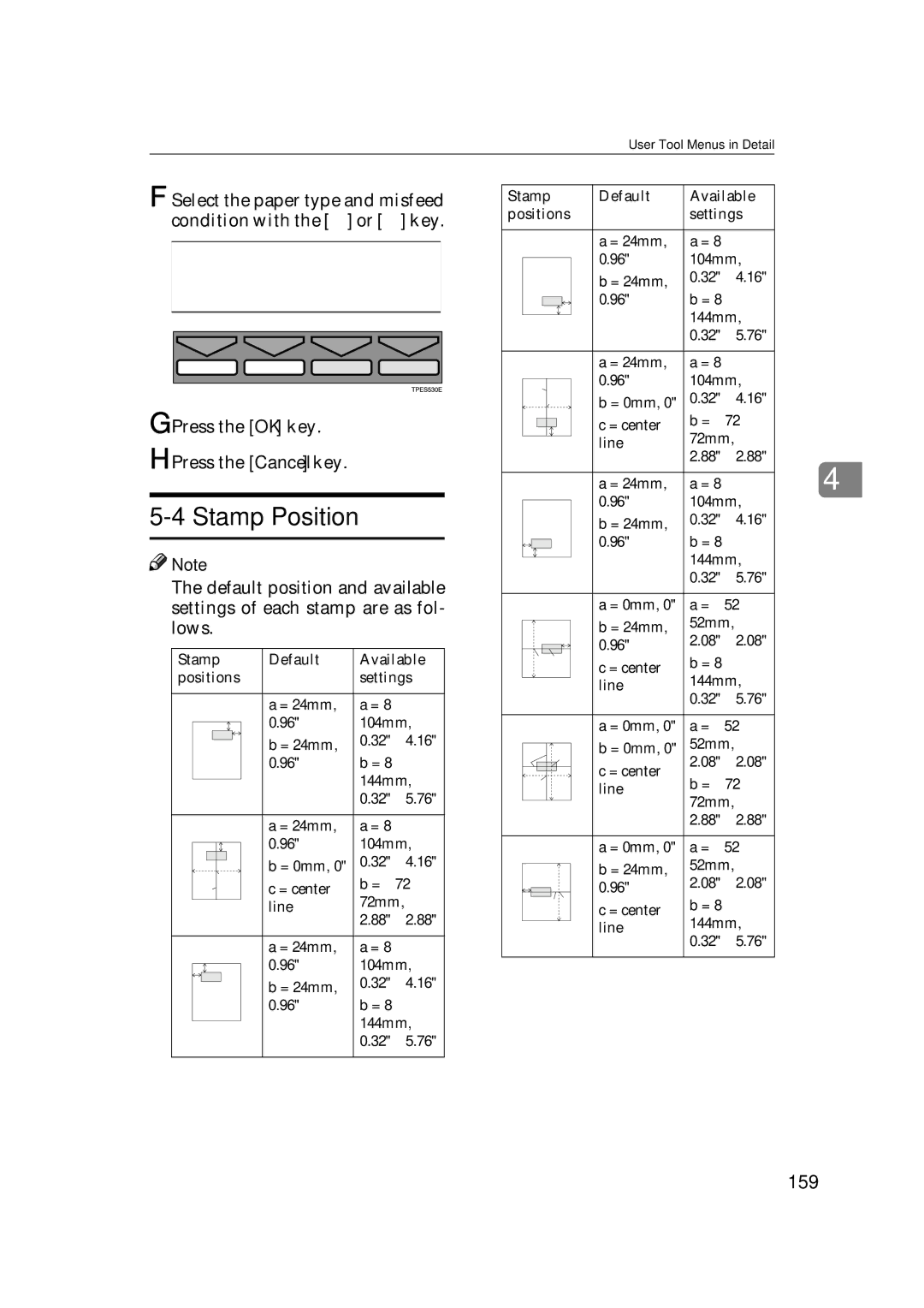 Savin 3360DNP operating instructions Stamp Position, 159 