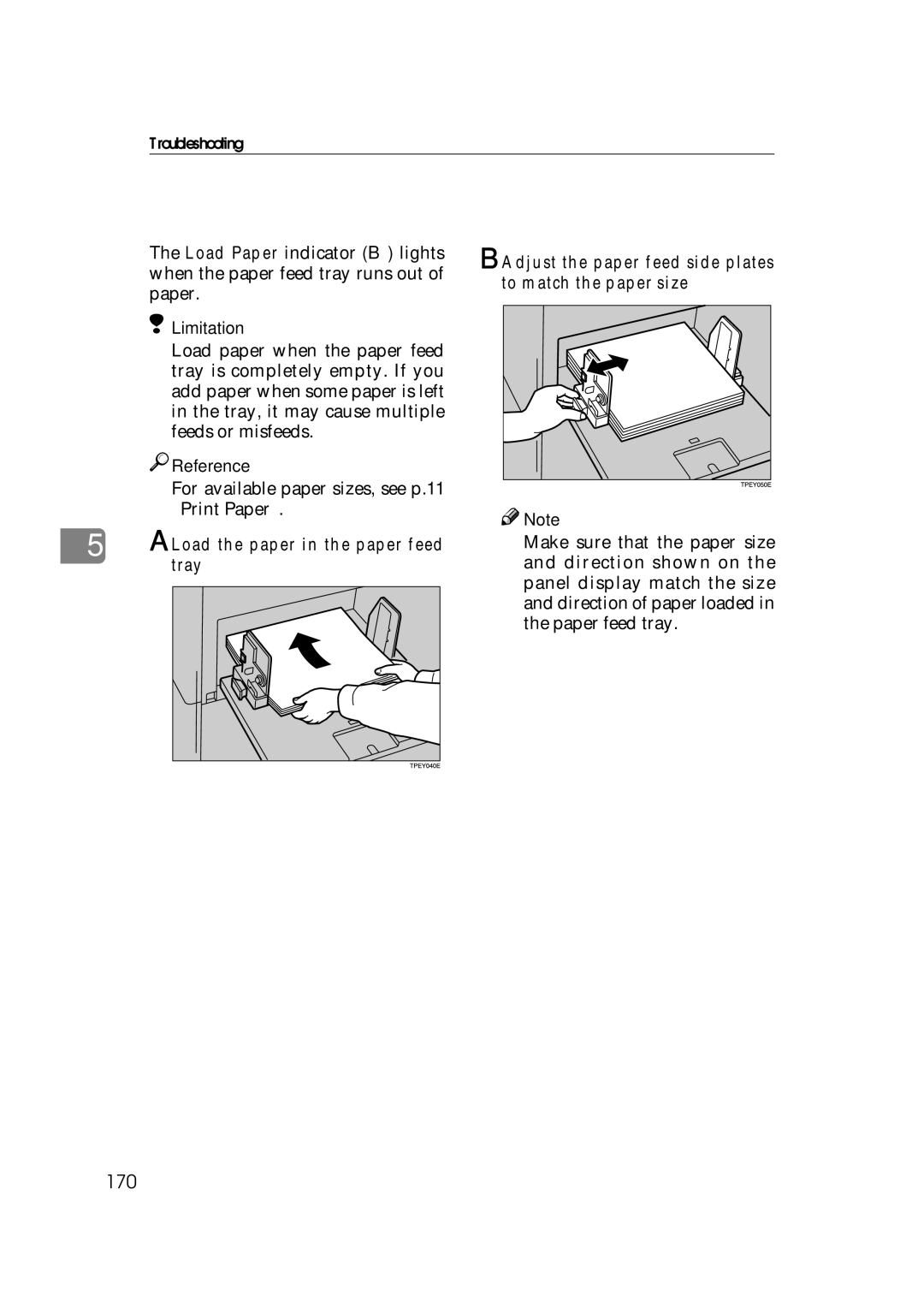 Savin 3360DNP operating instructions Loading Paper, 170 