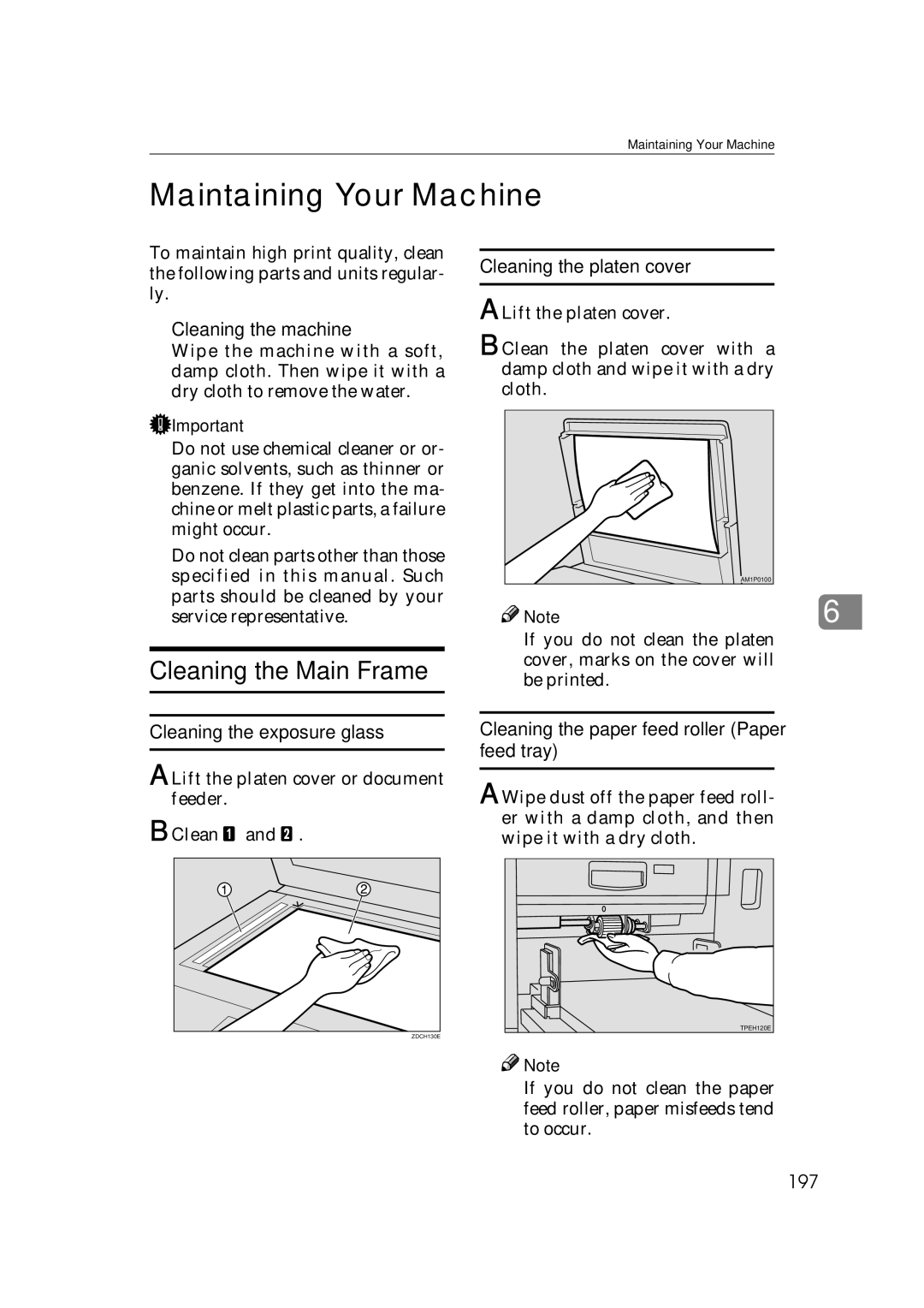 Savin 3360DNP operating instructions Maintaining Your Machine, Cleaning the Main Frame 