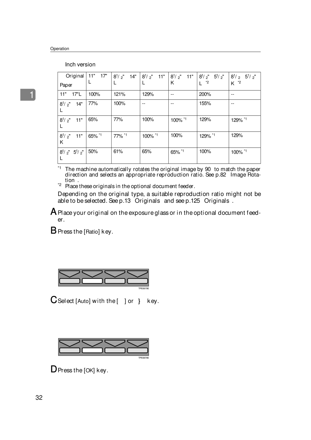 Savin 3360DNP operating instructions 129% 129% *1 81/2 ⋅ 