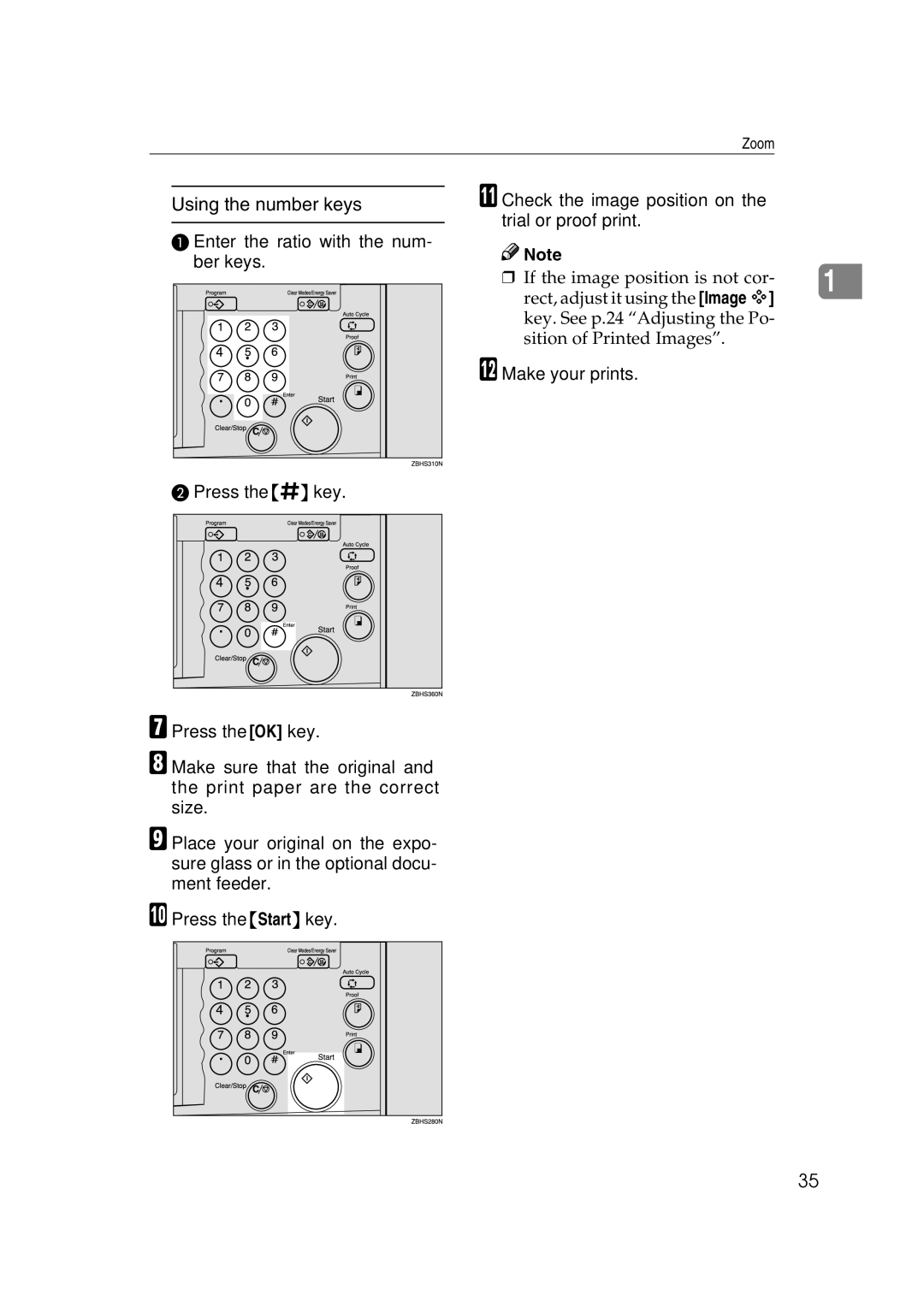 Savin 3360DNP operating instructions Using the number keys 