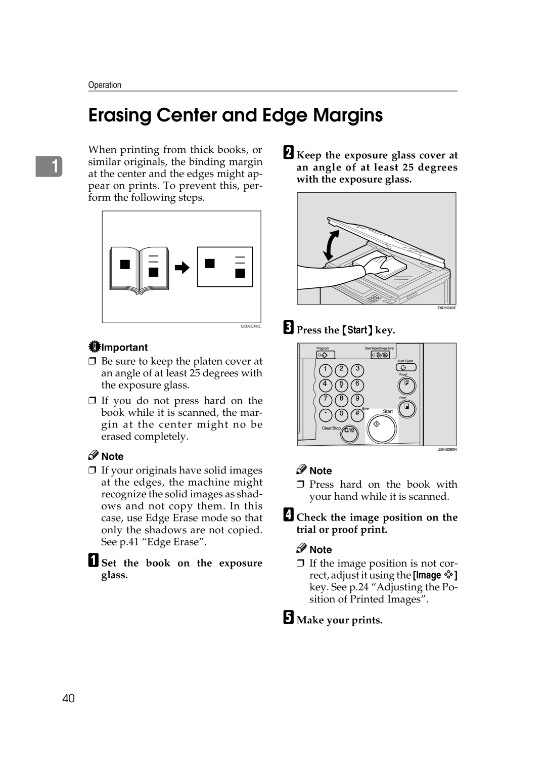 Savin 3360DNP operating instructions Erasing Center and Edge Margins 