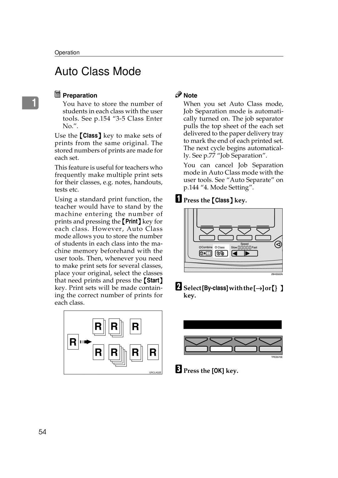 Savin 3360DNP operating instructions Auto Class Mode 