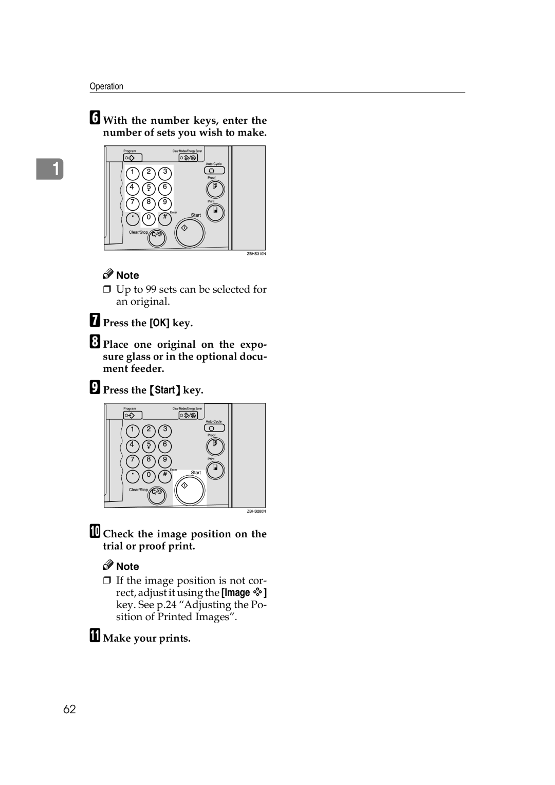 Savin 3360DNP operating instructions Up to 99 sets can be selected for an original 