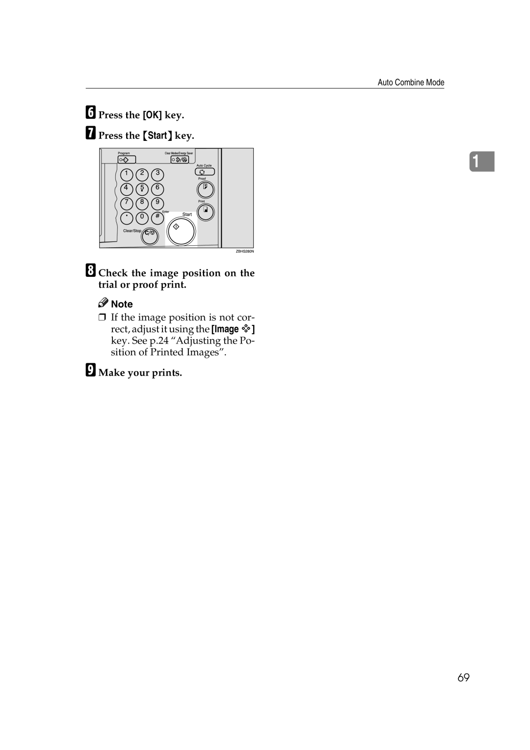 Savin 3360DNP operating instructions Auto Combine Mode 