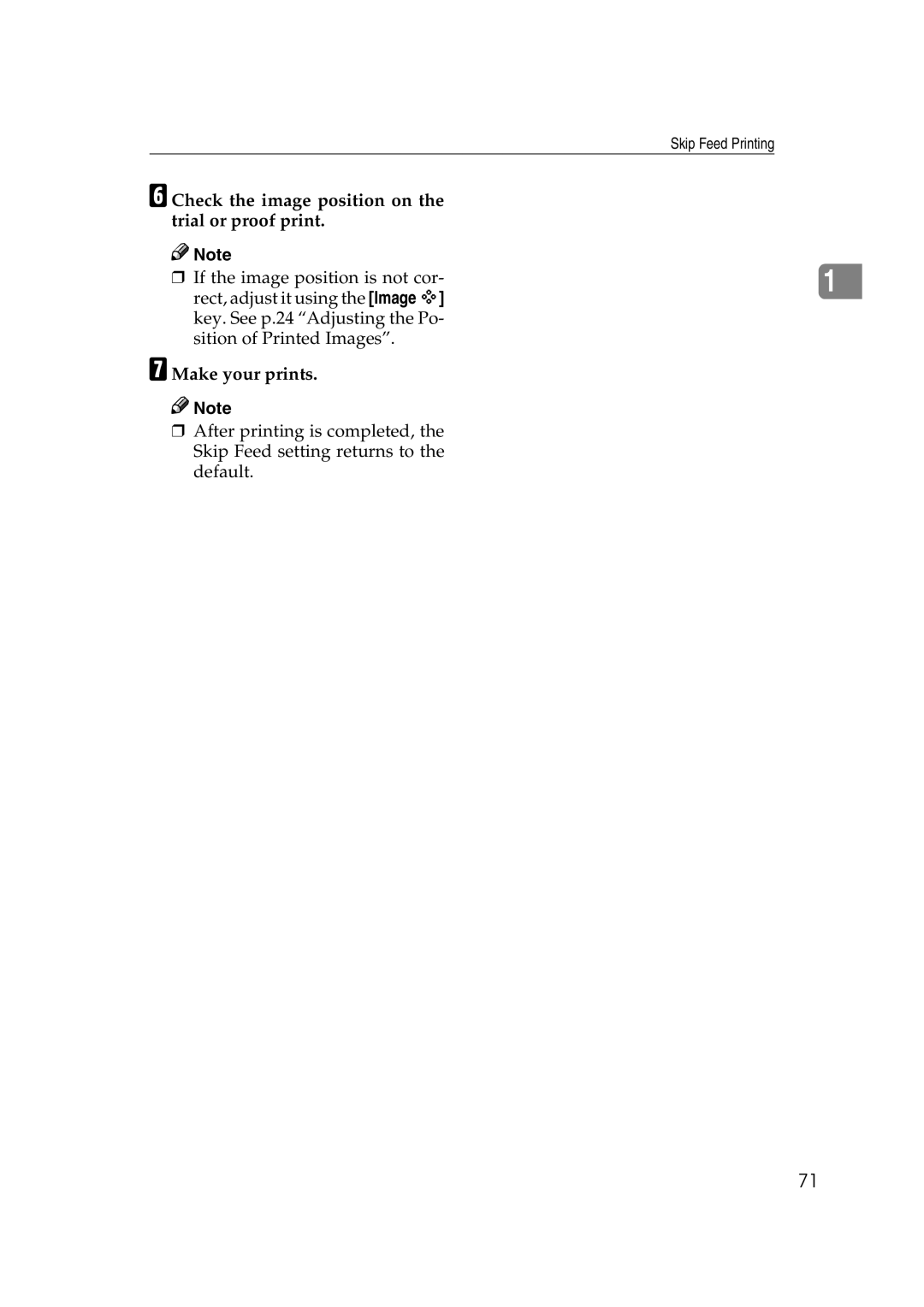 Savin 3360DNP operating instructions Skip Feed Printing 