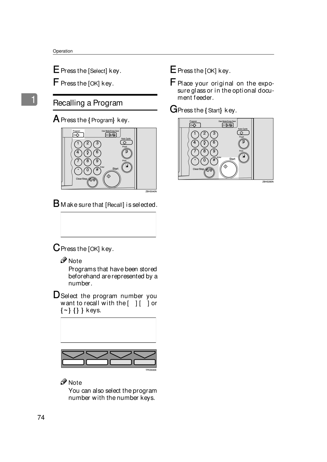 Savin 3360DNP operating instructions Recalling a Program, Ment feeder 