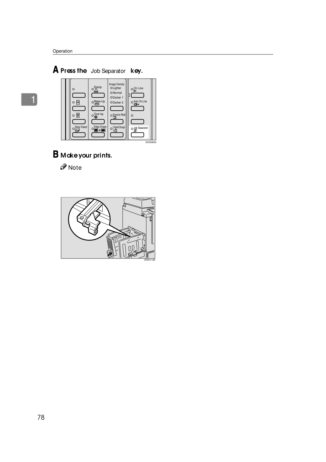 Savin 3360DNP operating instructions Press the Job Separator key 