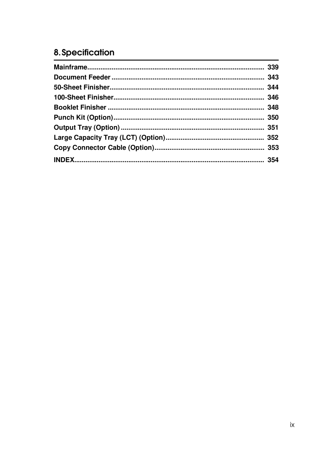 Savin 3370, 3355 operating instructions Specification, 354 