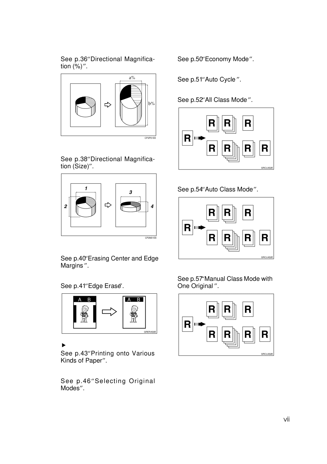 Savin 3460DNP Directional Magnification %, Directional Magnification Size, Erasing Center and Edge Margins, Edge Erase 