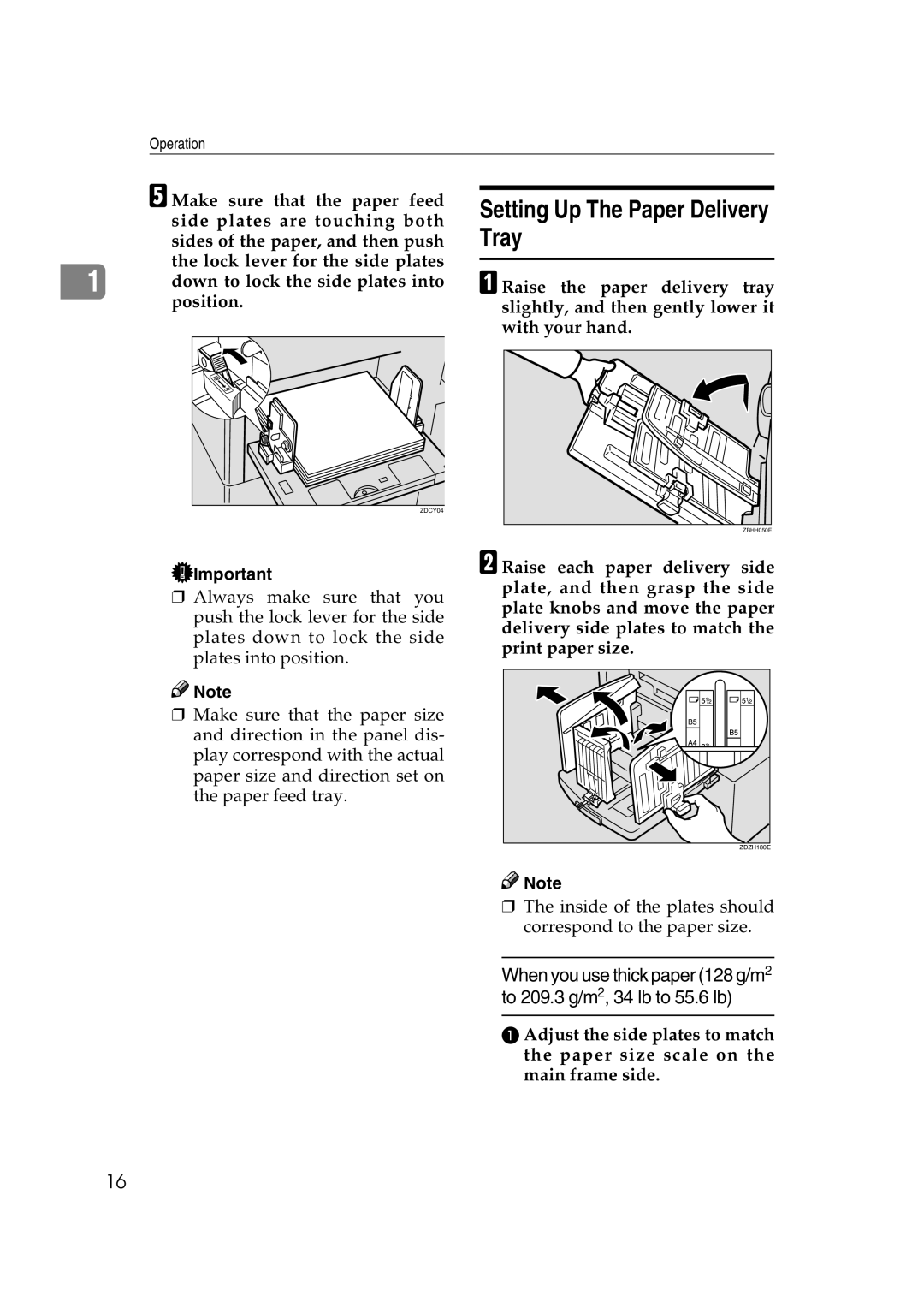 Savin 3460DNP operating instructions Setting Up The Paper Delivery Tray 