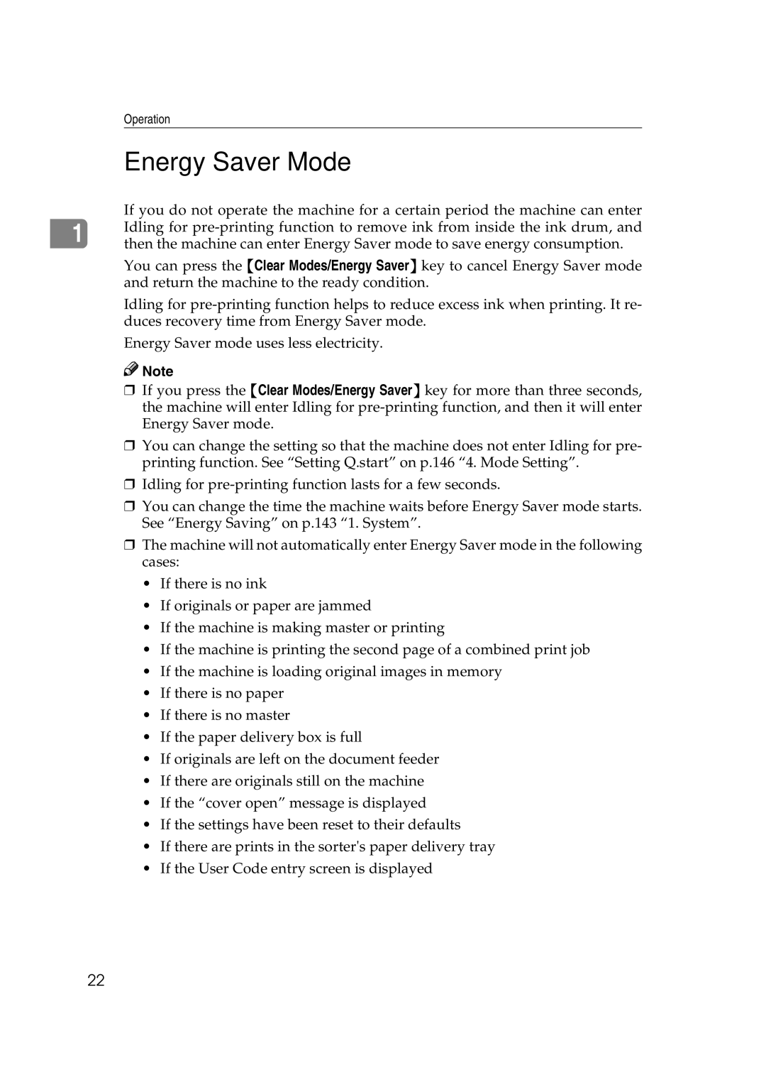 Savin 3460DNP operating instructions Energy Saver Mode 