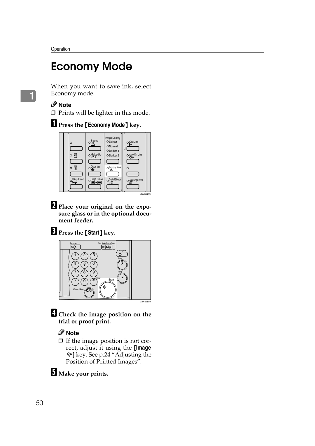 Savin 3460DNP operating instructions Press the Economy Mode key 