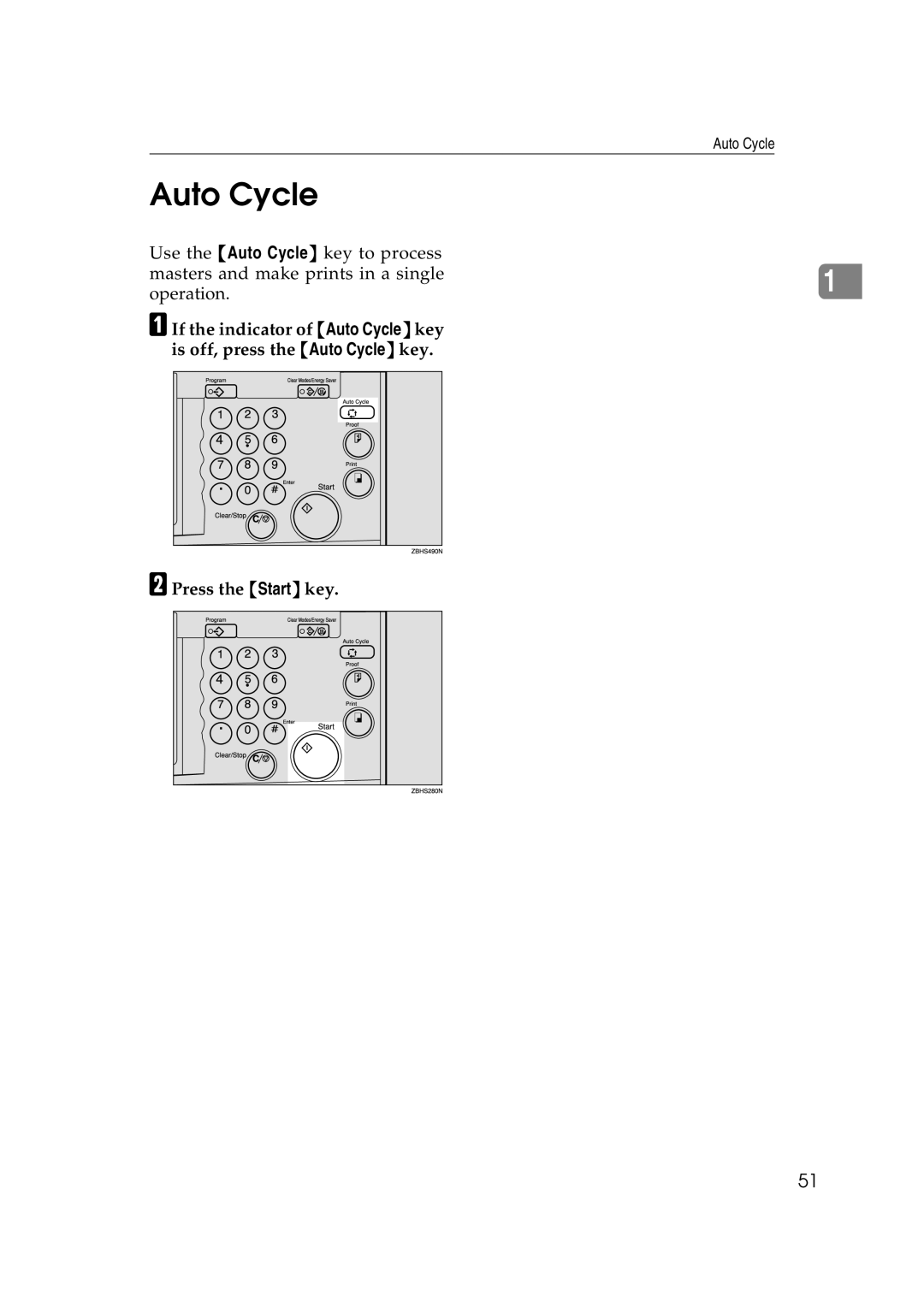 Savin 3460DNP operating instructions Auto Cycle 