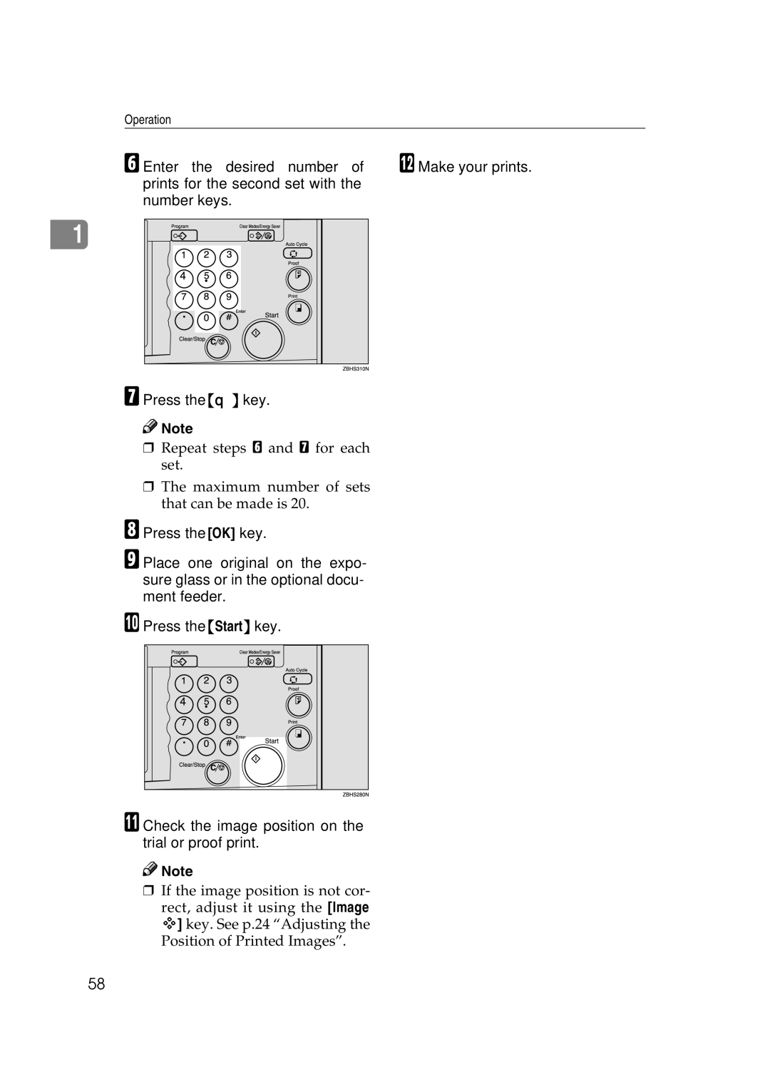 Savin 3460DNP operating instructions Operation 