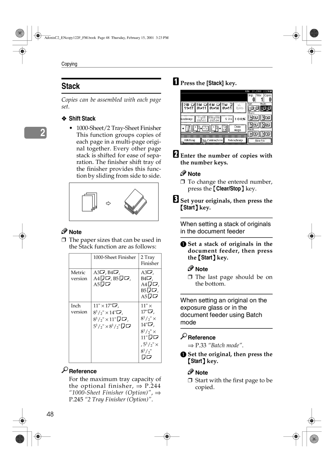 Savin 4502/4502p, 3502/3502p, 2235, 2545/2545p, 2245 manual Shift Stack, Enter the number of copies with the number keys 