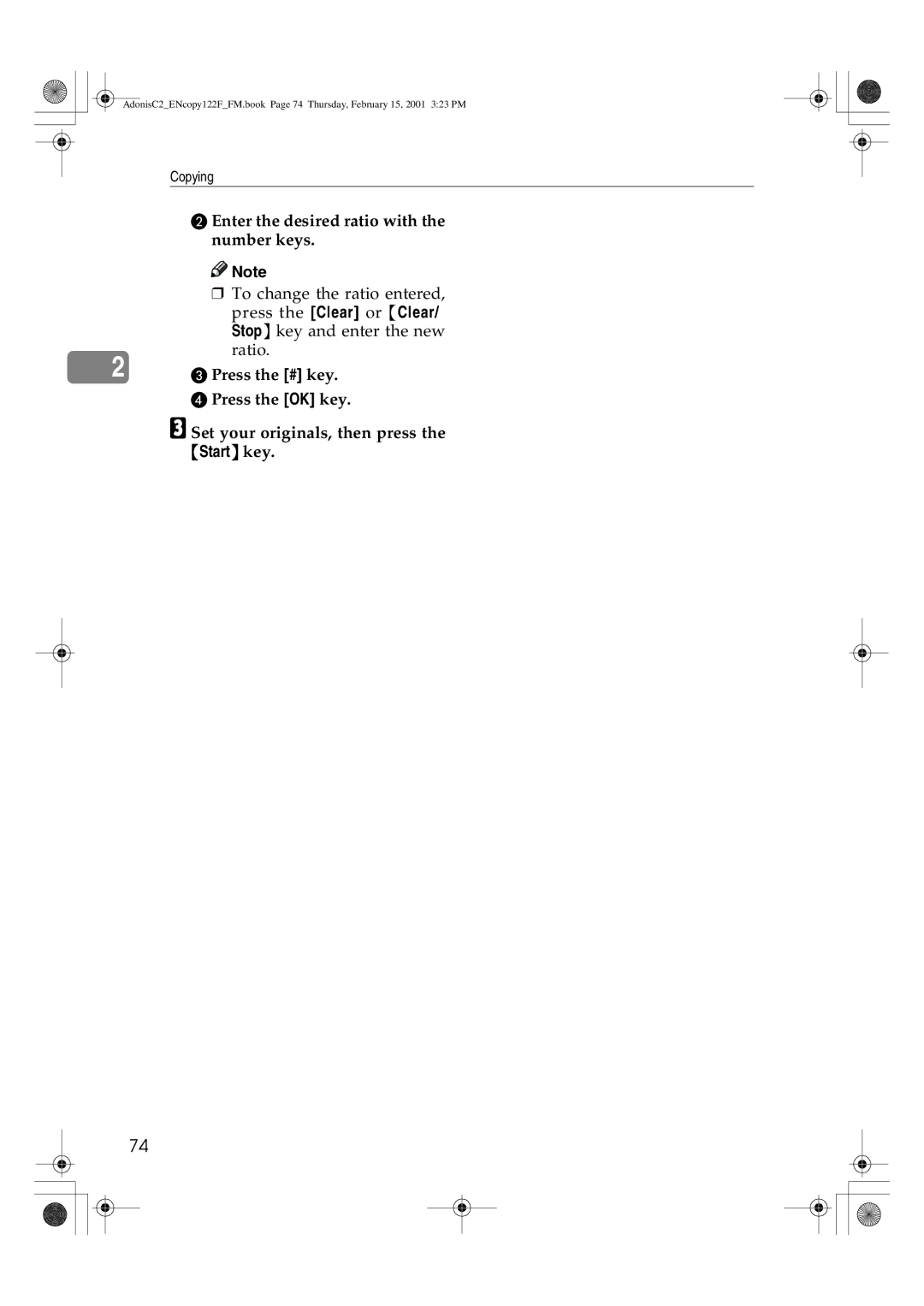 Savin 2545/2545p, 3502/3502p, 4502/4502p, 2235, 2245, 2535/2535p manual Enter the desired ratio with the number keys 