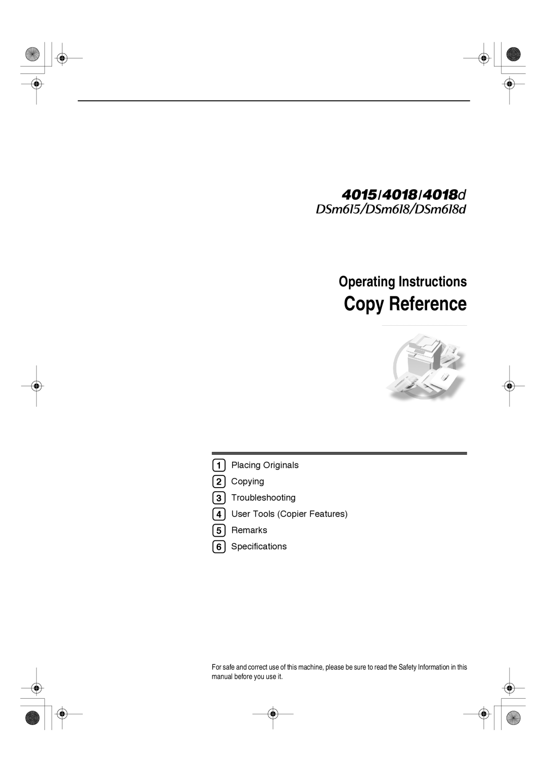 Savin 4015, 4018d manual Copy Reference 