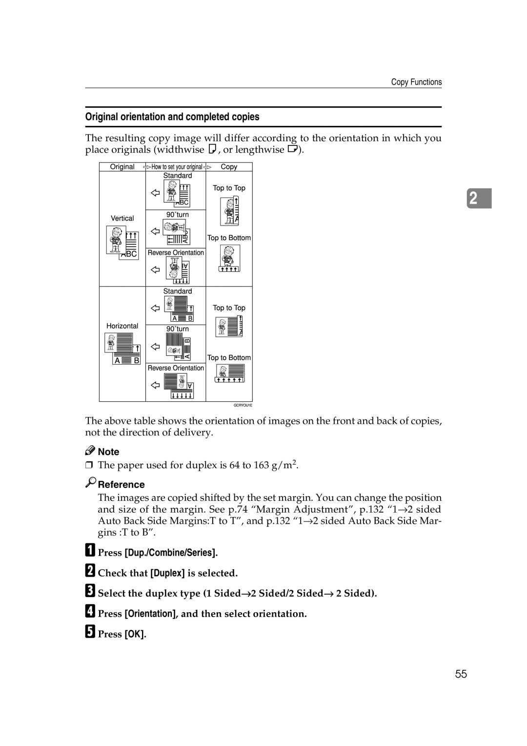 Savin 40105, 4090 manual Original orientation and completed copies, Reference 