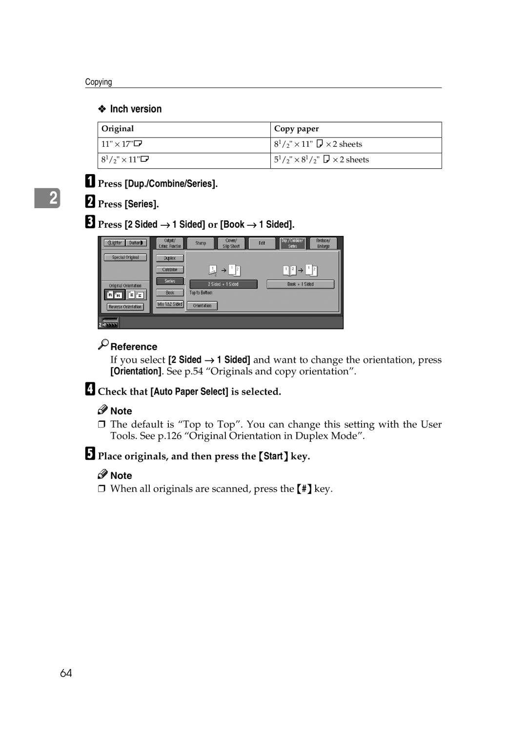 Savin 4090, 40105 manual Inch version, Check that Auto Paper Select is selected 