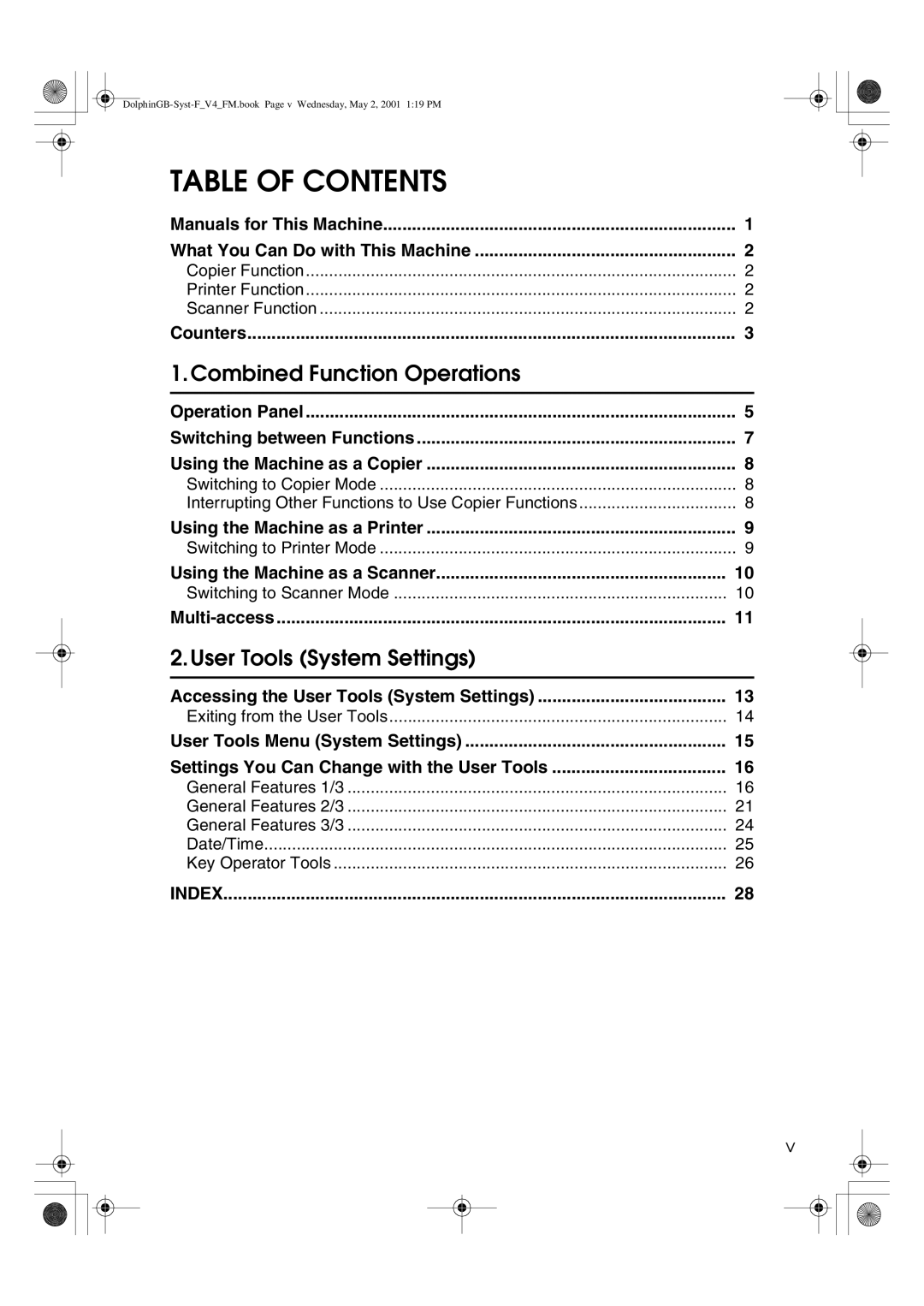 Savin 4700WD manual Table of Contents 