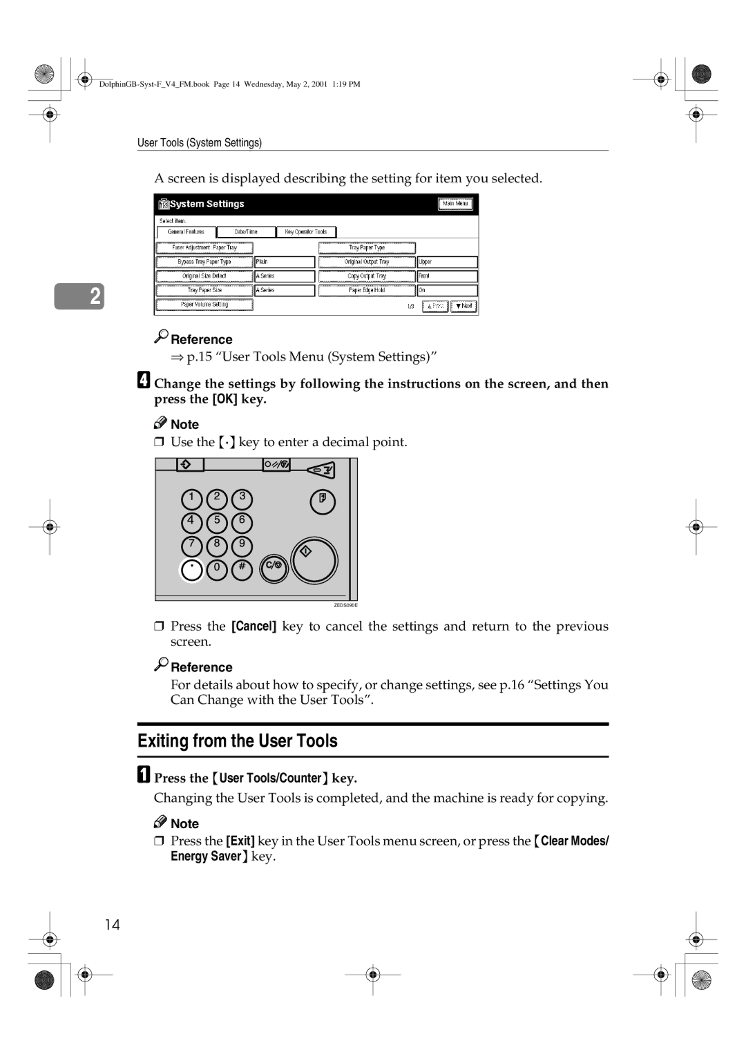 Savin 4700WD manual Exiting from the User Tools 