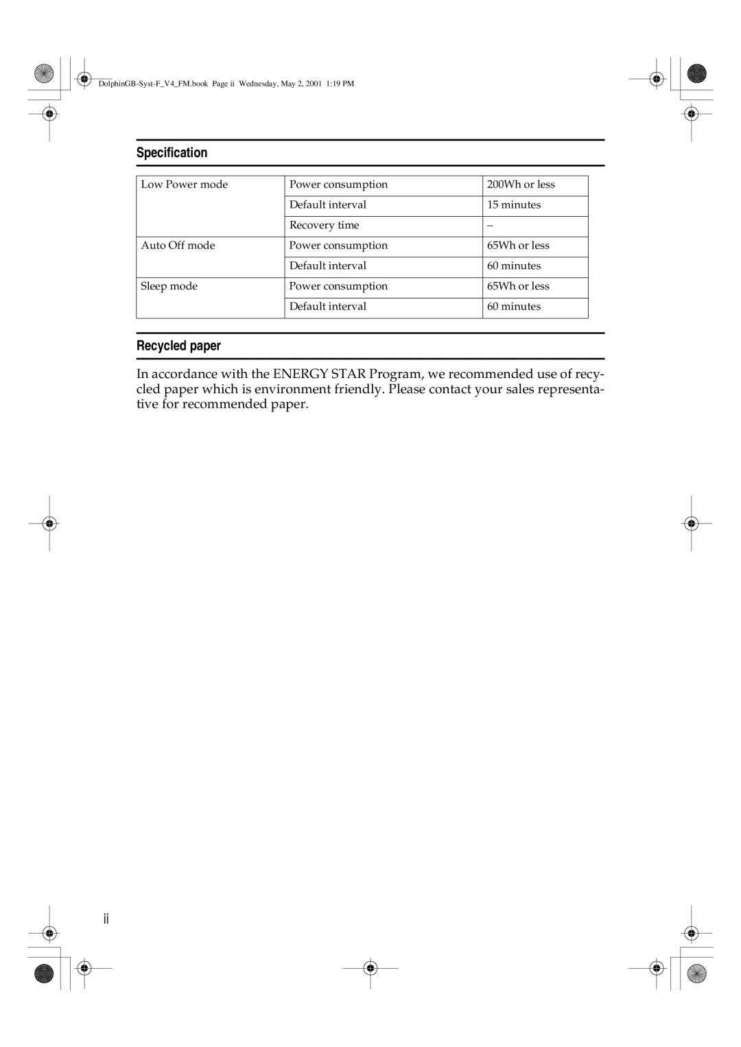 Savin 4700WD manual Specification, Recycled paper 