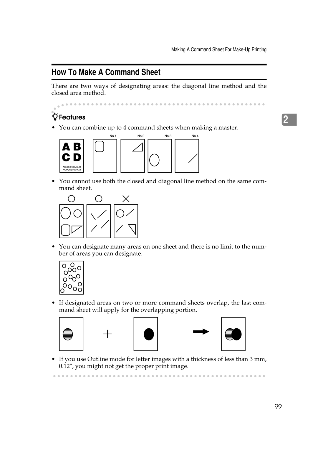 Savin 3350DNP, 5450 manual How To Make a Command Sheet, Features 