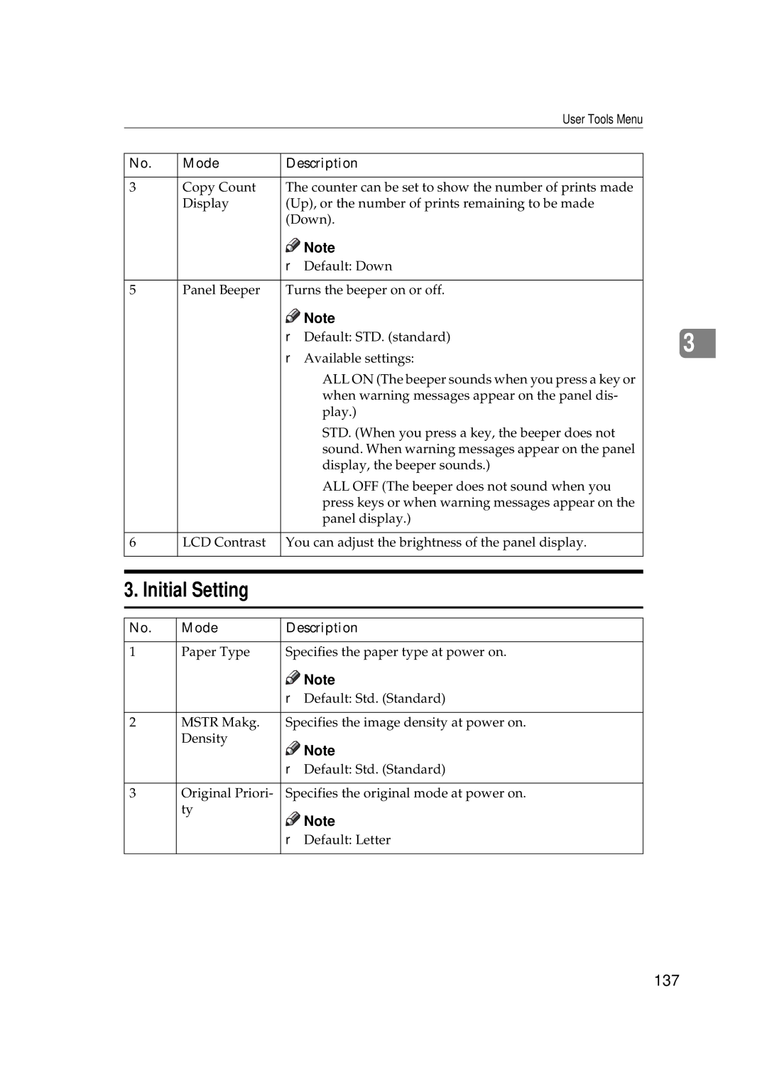 Savin 3350DNP, 5450 manual Initial Setting, 137 