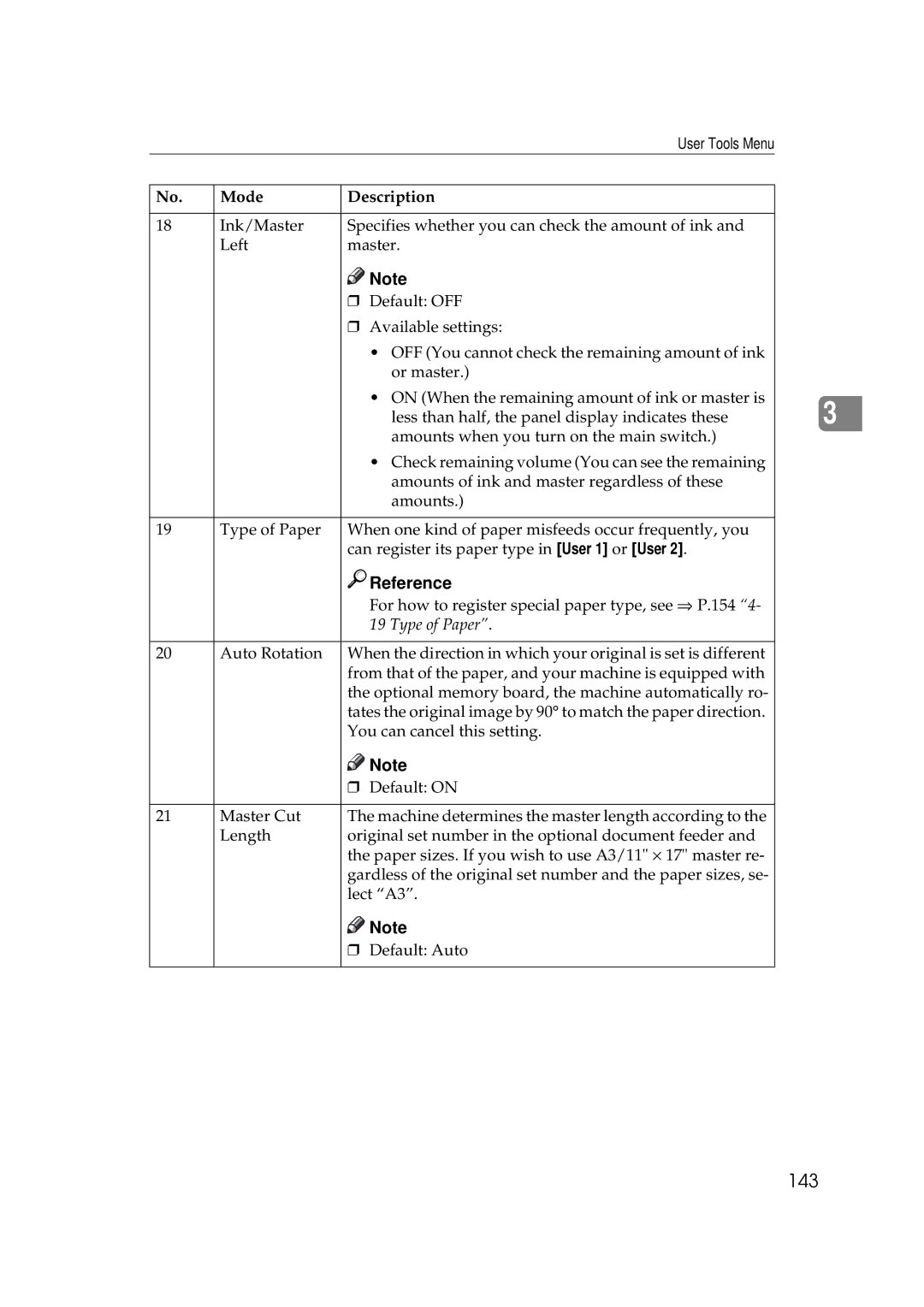 Savin 3350DNP, 5450 manual 143, Type of Paper 