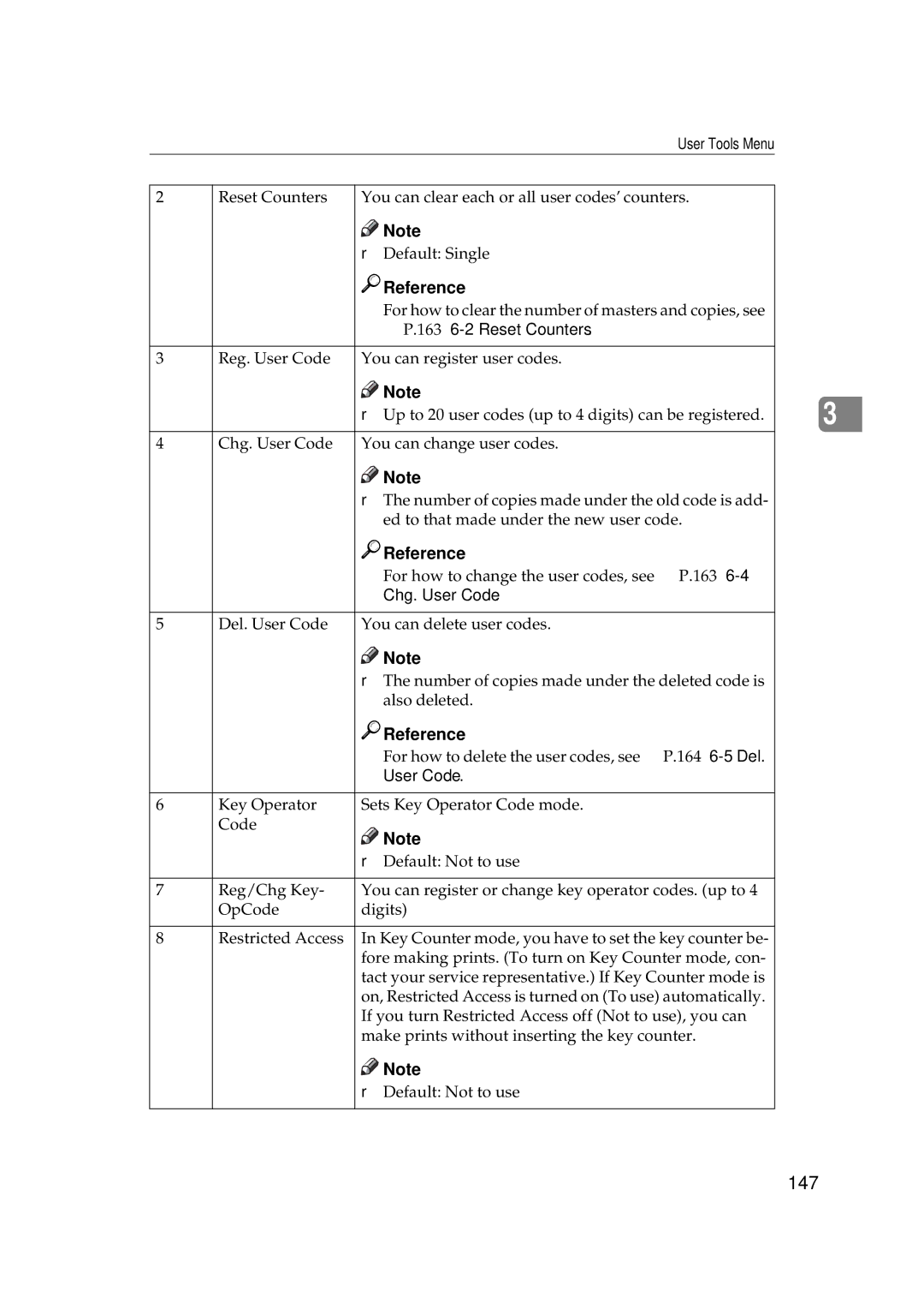 Savin 3350DNP, 5450 manual 147, ⇒ P.163 6-2 Reset Counters 