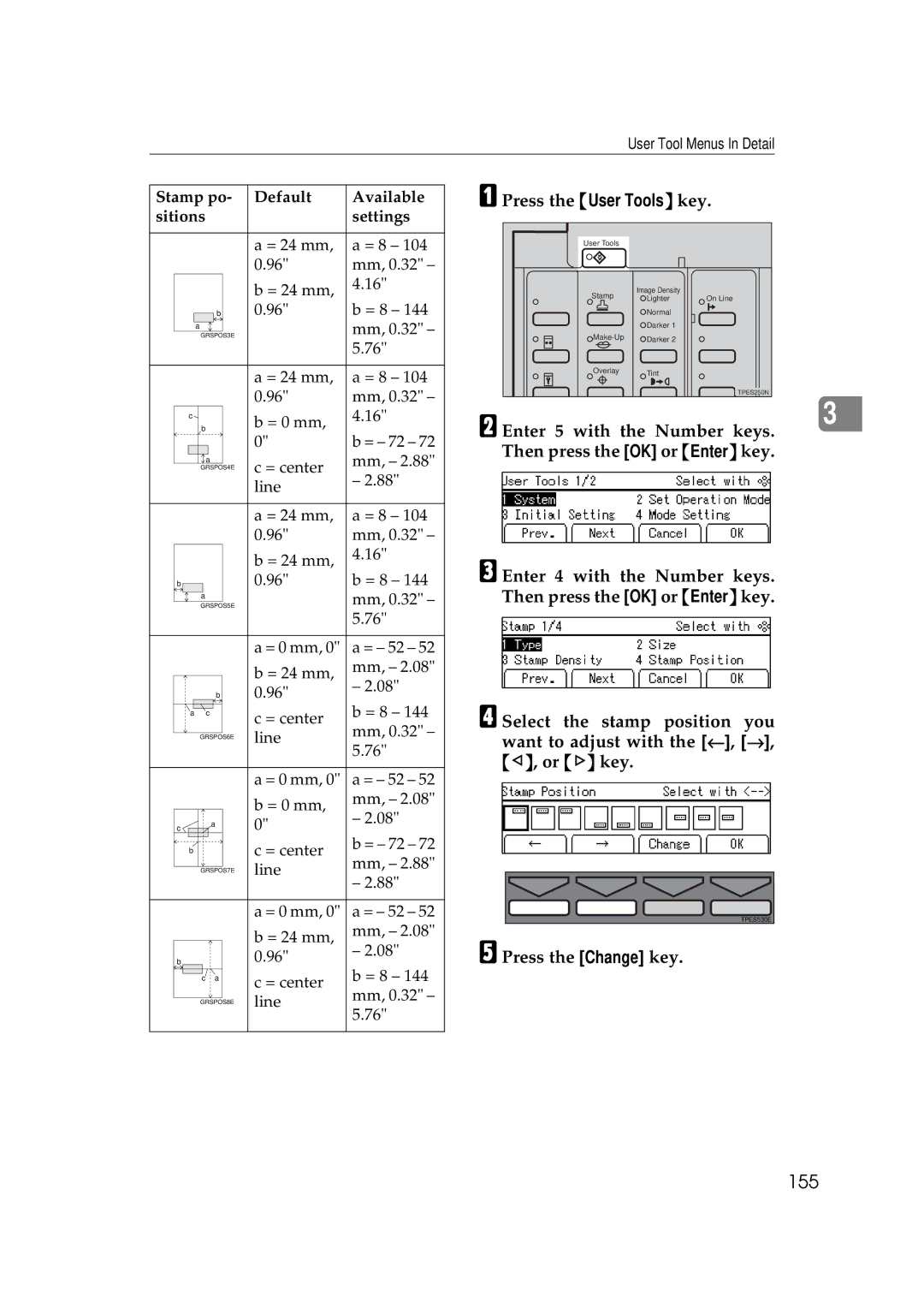 Savin 3350DNP, 5450 manual 155, Press the Change key 