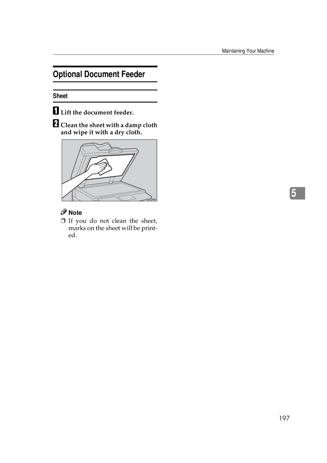 Savin 3350DNP, 5450 manual Optional Document Feeder, Sheet, 197 