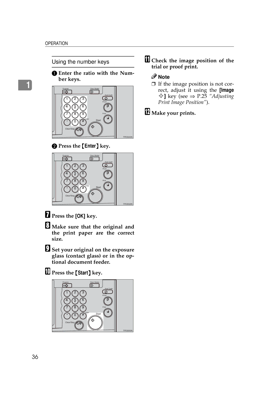 Savin 5450, 3350DNP manual Enter the ratio with the Num- ber keys, Make your prints Press the Enter key 