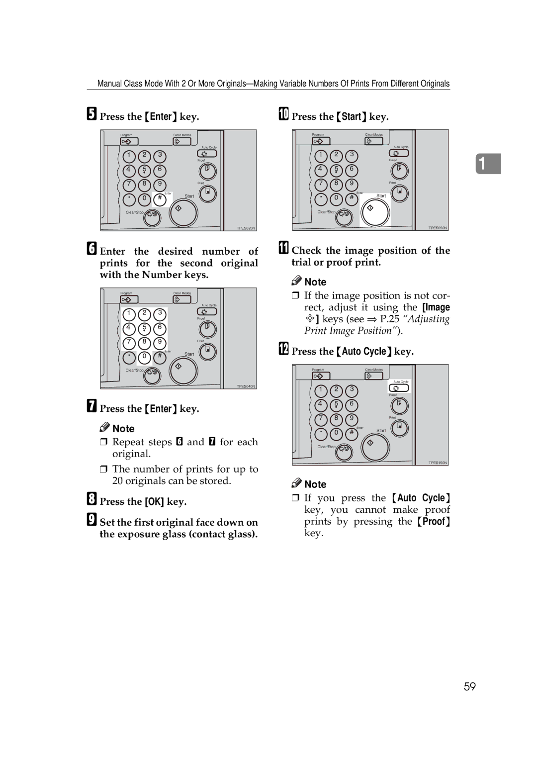 Savin 3350DNP, 5450 manual = keys see ⇒ P.25 Adjusting 