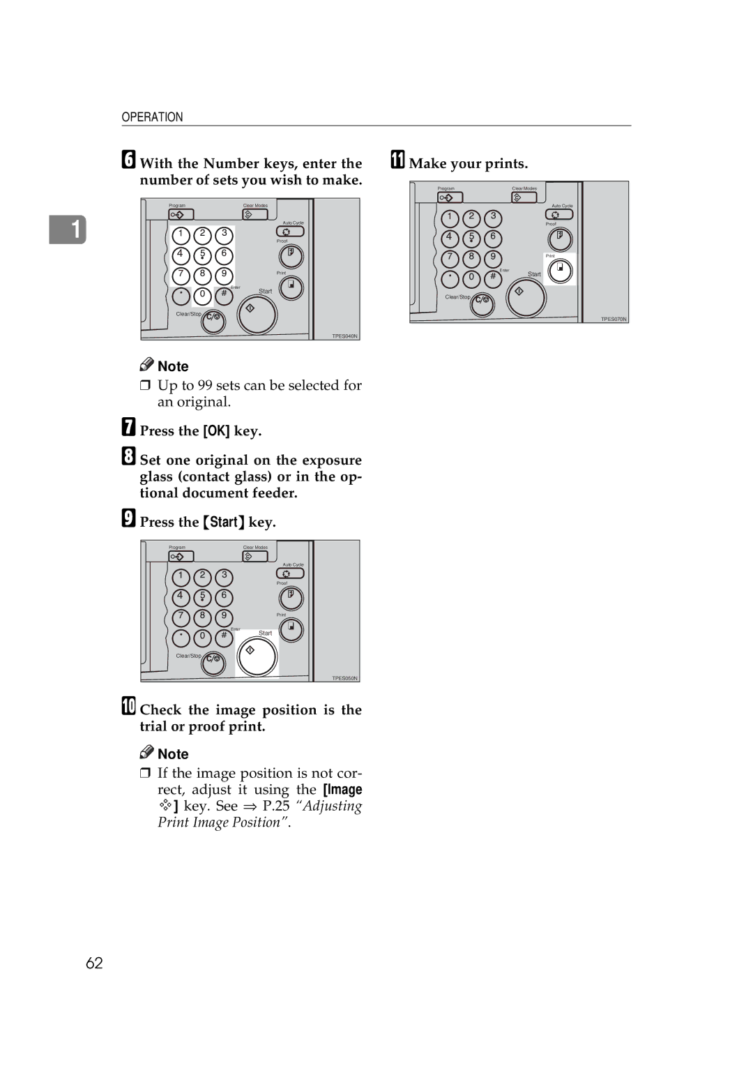 Savin 5450, 3350DNP manual Check the image position is the trial or proof print 