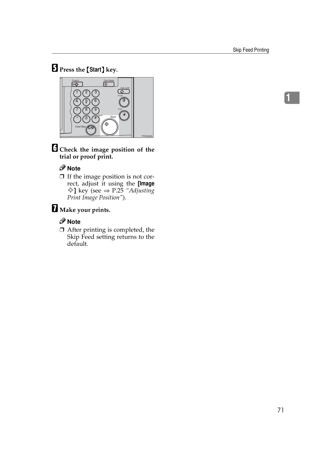 Savin 3350DNP, 5450 manual Skip Feed Printing 