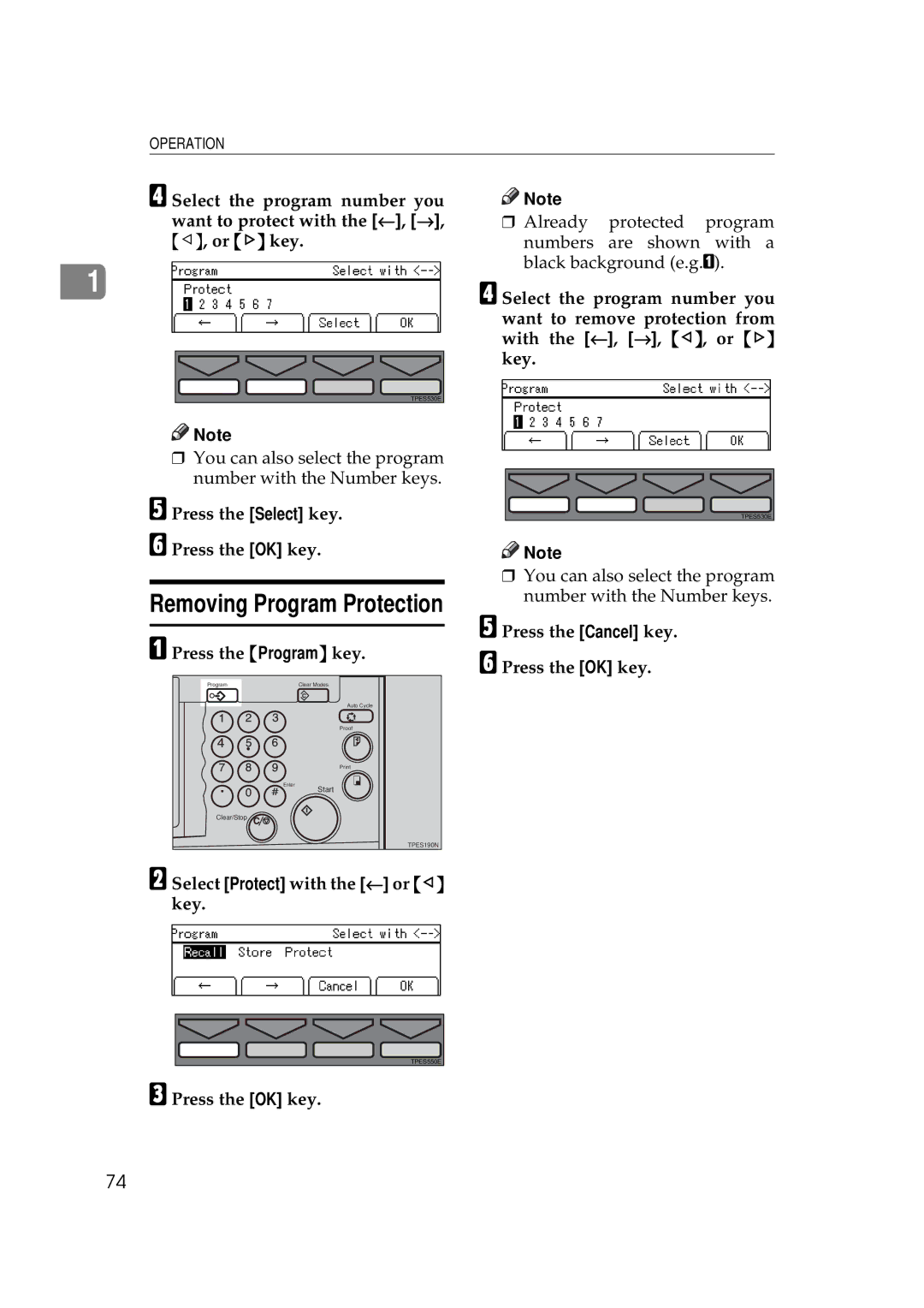 Savin 5450, 3350DNP manual Press the Select key Press the OK key, Press the Cancel key Press the OK key 