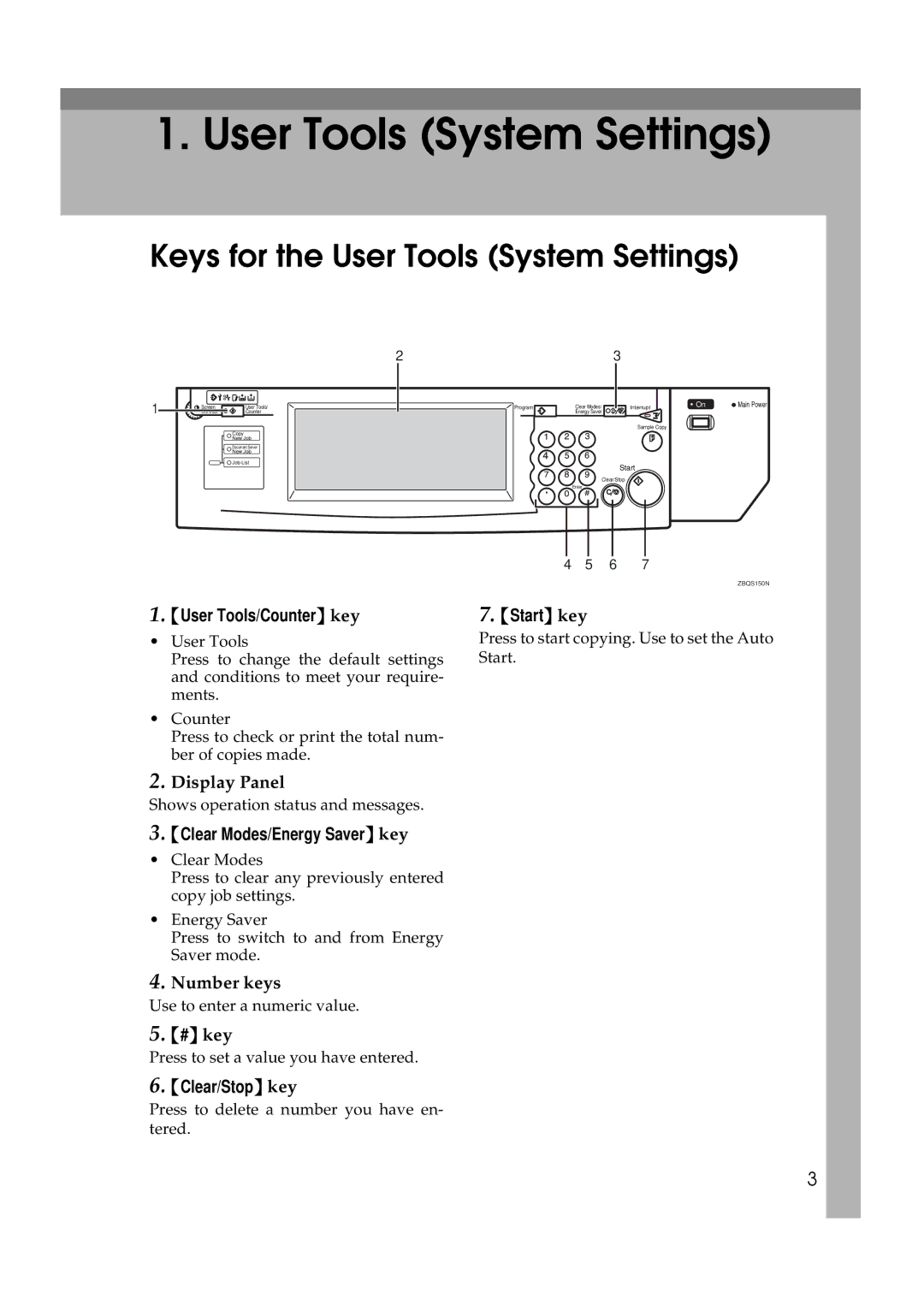 Savin 5502 manual Keys for the User Tools System Settings 