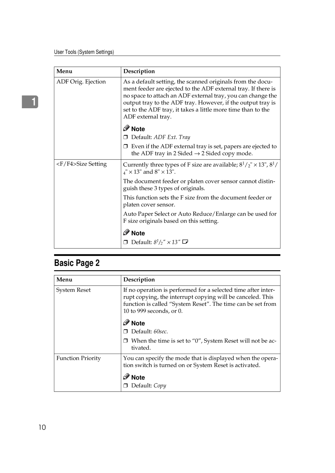 Savin 5502 manual Default ADF Ext. Tray 