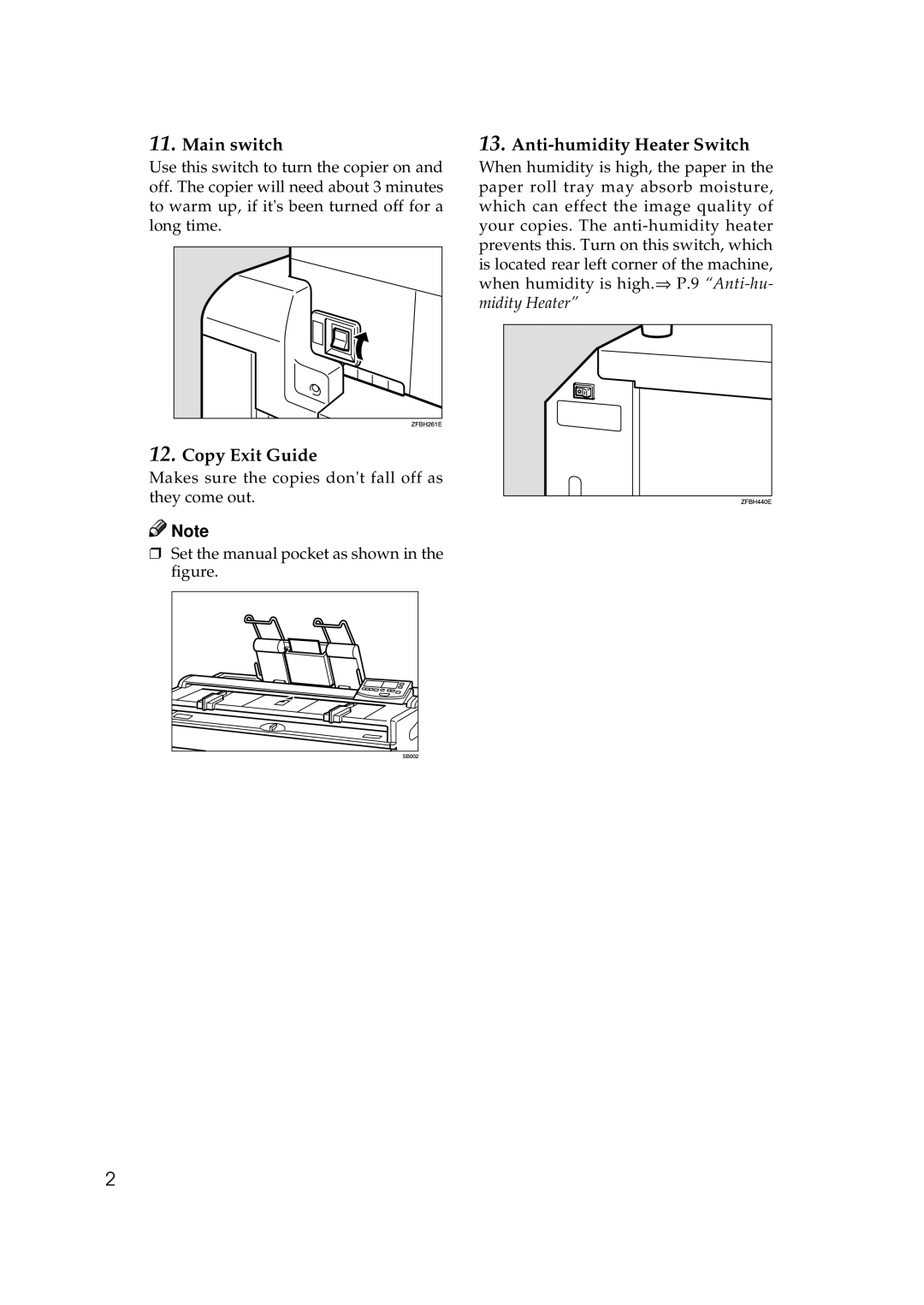 Savin 7700W, 7800W operating instructions Main switch 