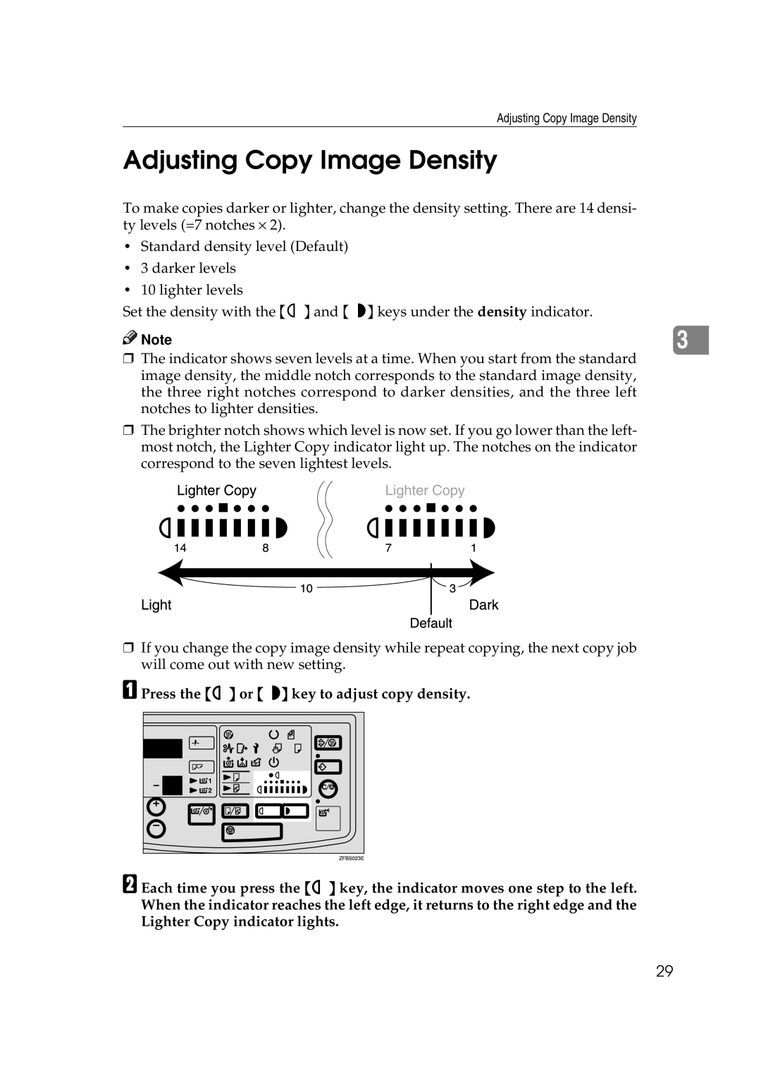 Savin 7800W, 7700W operating instructions Adjusting Copy Image Density 