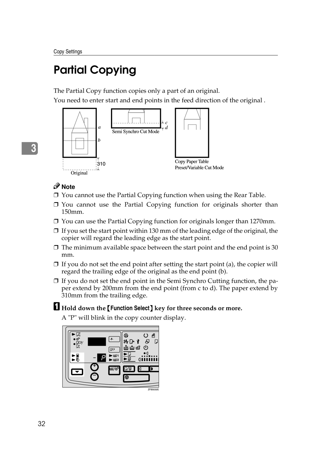 Savin 7700W, 7800W operating instructions Partial Copying 