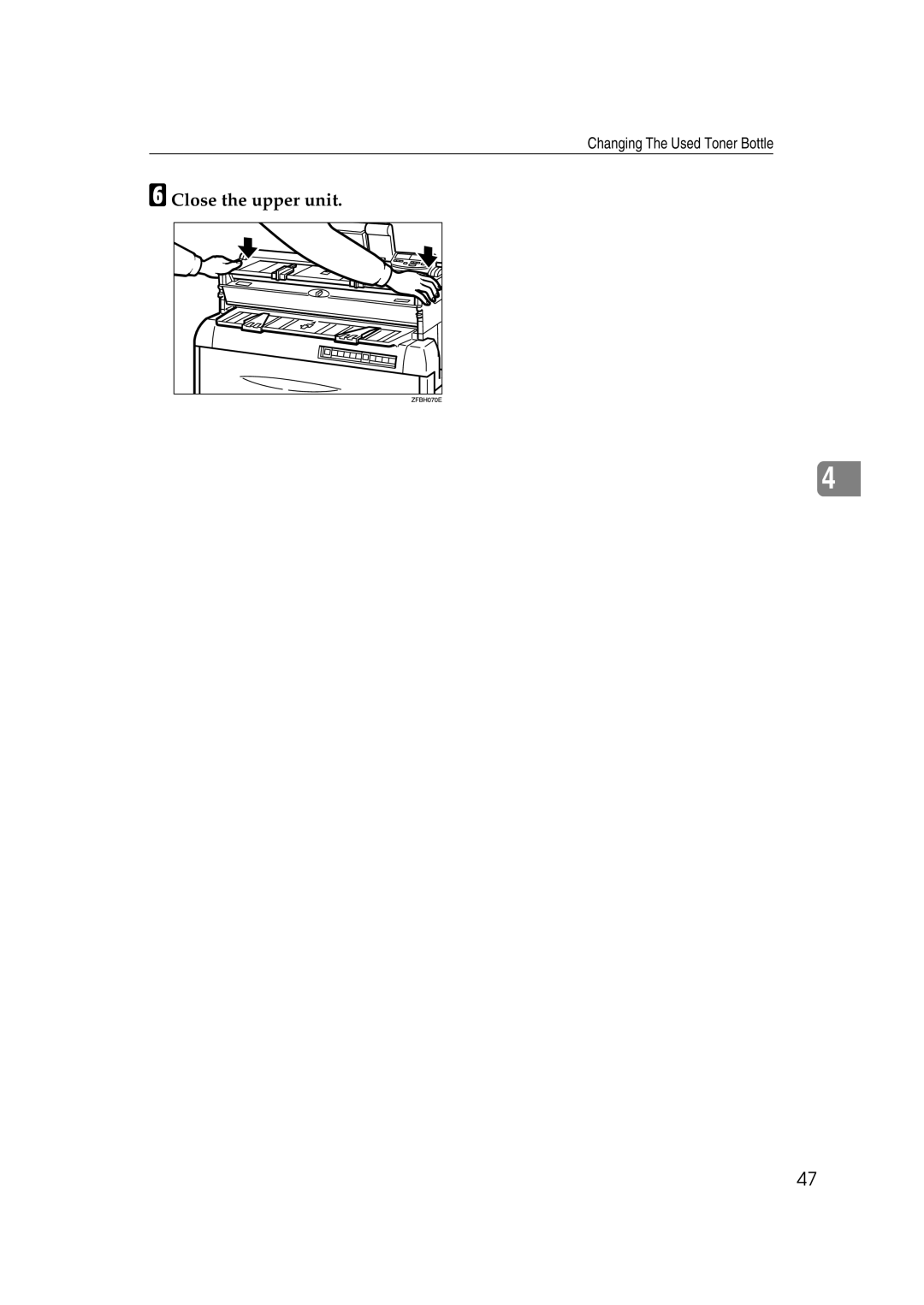 Savin 7800W, 7700W operating instructions Close the upper unit 