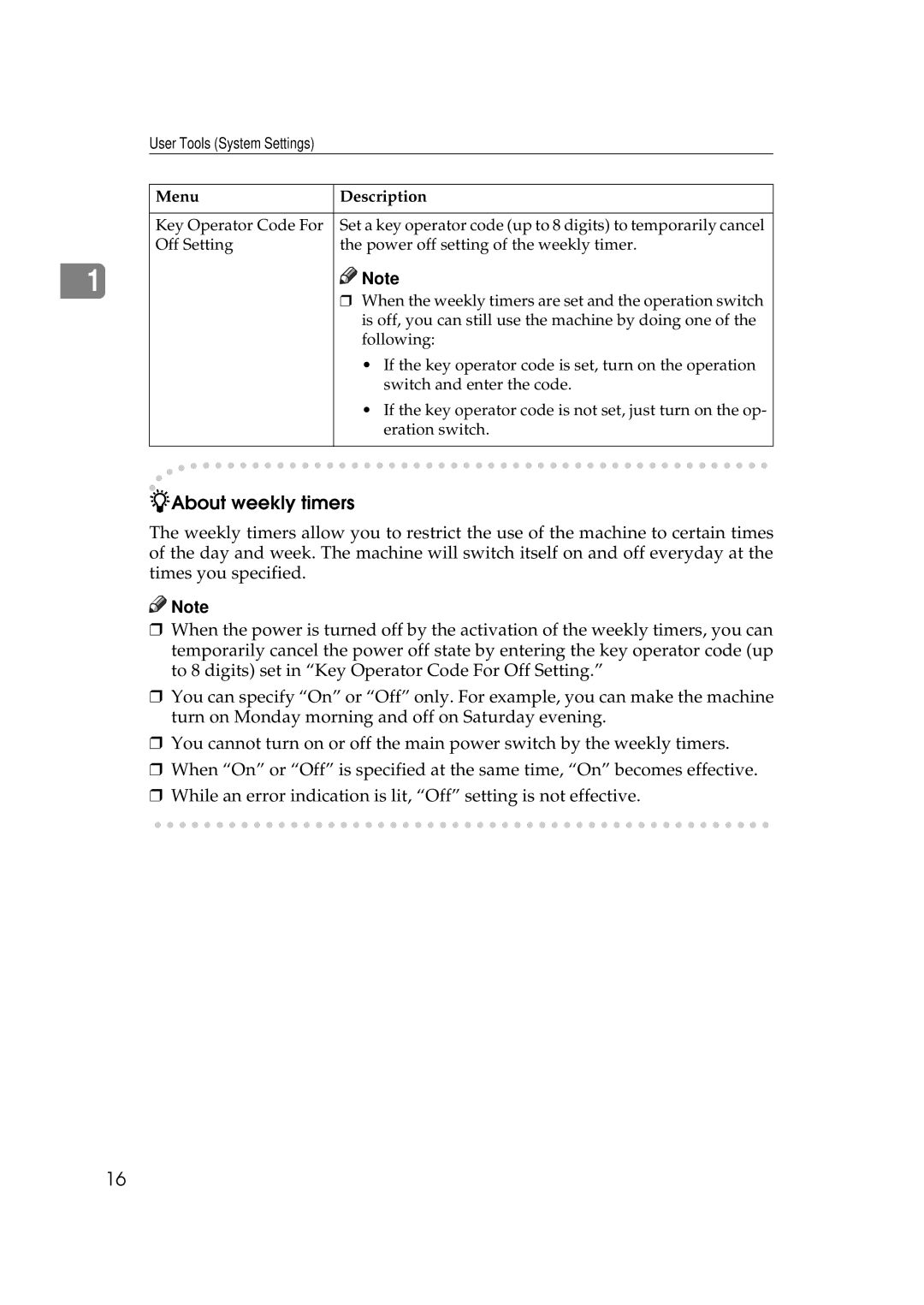 Savin 8502, 2585, 10502 manual About weekly timers 