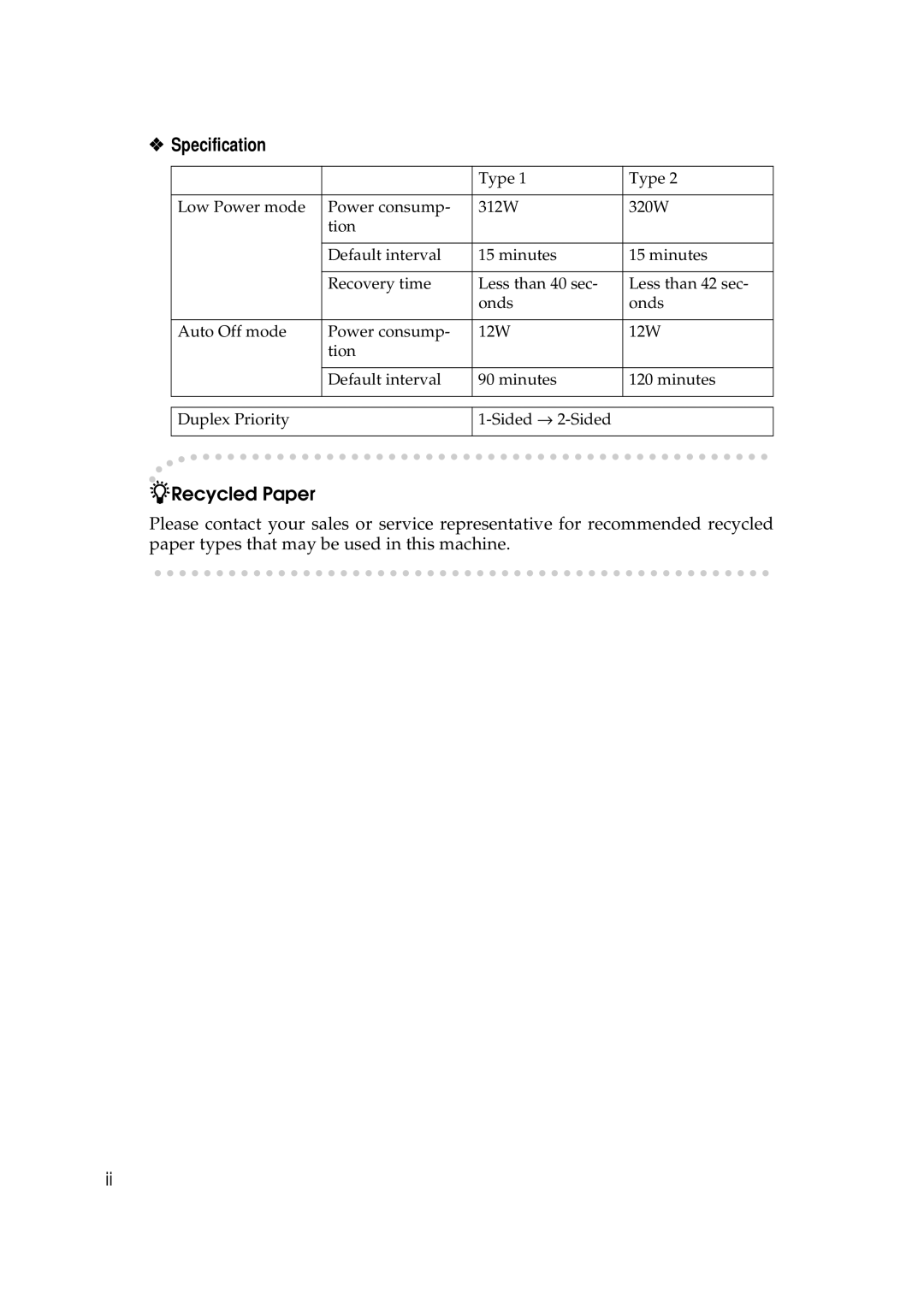 Savin 8502, 2585, 10502 manual Specification 