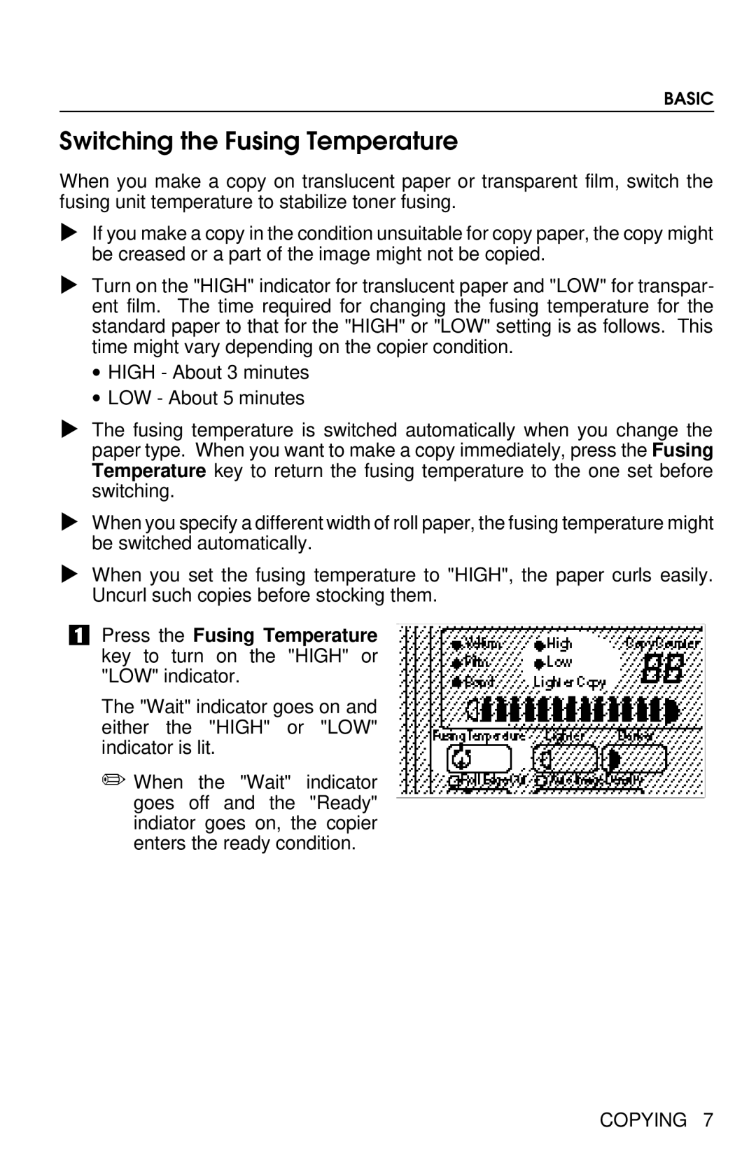 Savin 8700W manual Switching the Fusing Temperature 