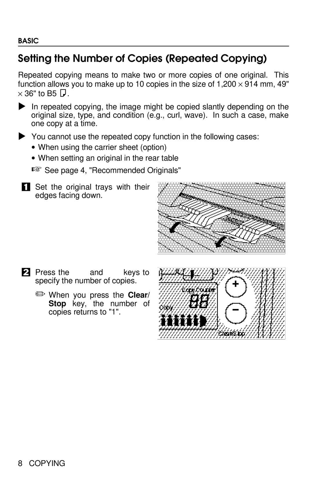 Savin 8700W manual Setting the Number of Copies Repeated Copying 